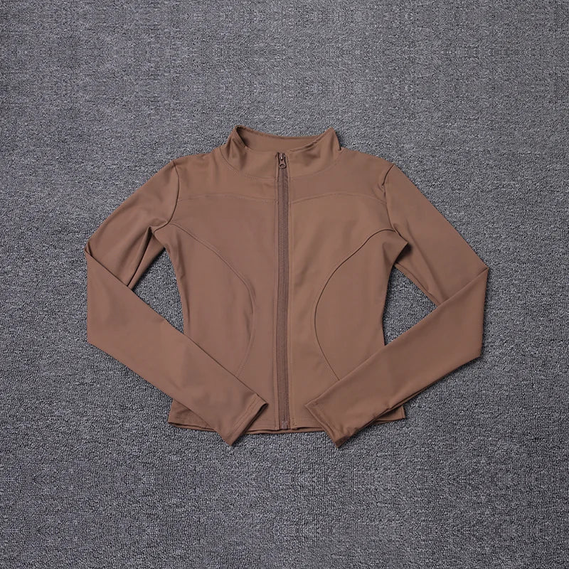 Campera deportiva de mujer para entrenamiento, manga larga con cierre