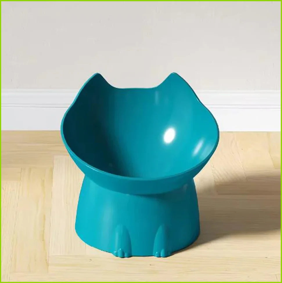 Comedero elevado de plástico con orejas para gatos y perros