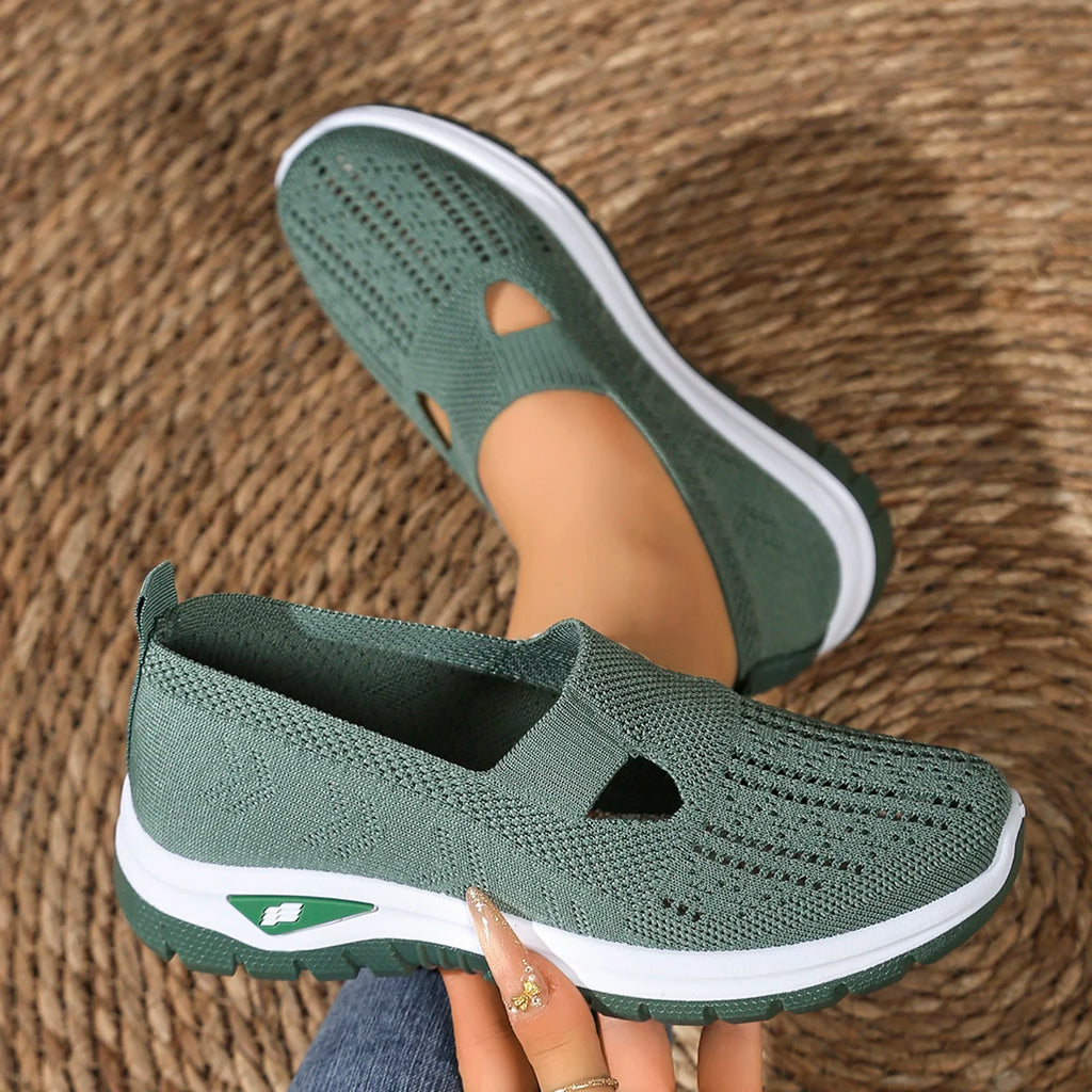 Zapatillas de Mujer Tejidas con Cierre Slip-On y Suela Antideslizante