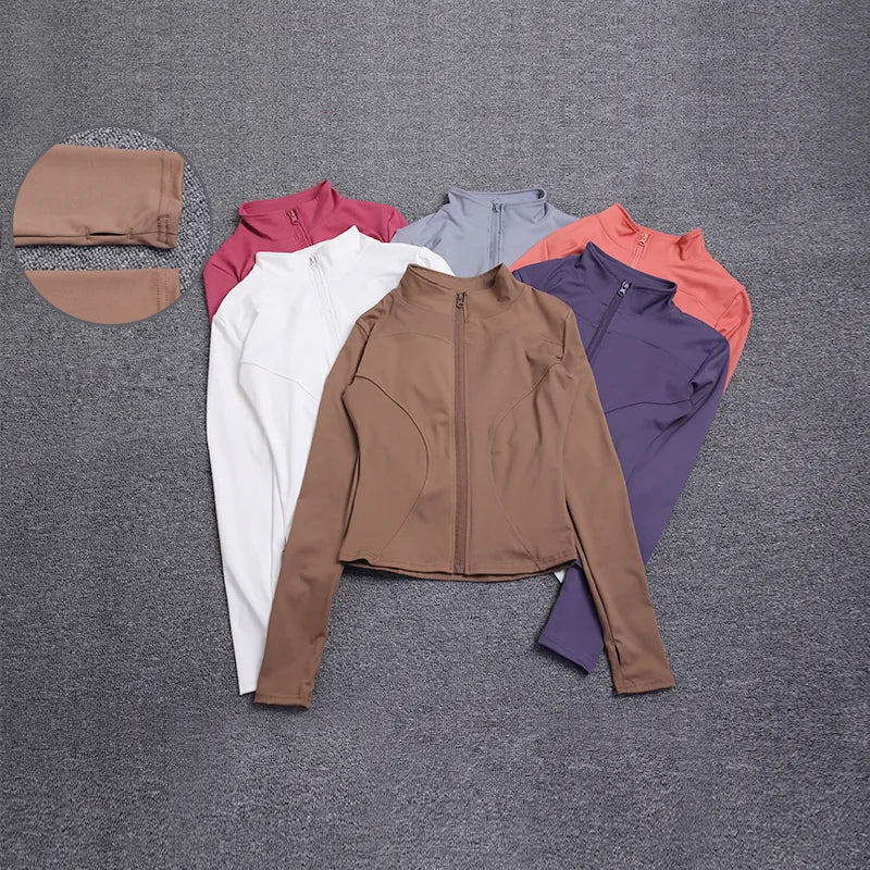 Campera deportiva de mujer para entrenamiento, manga larga con cierre