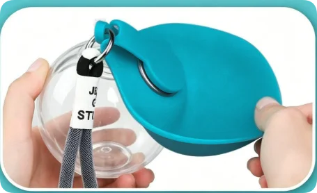 Bebedero Portátil de Acero Inoxidable con Bowl Plegable de Silicona para Perros y Gatos
