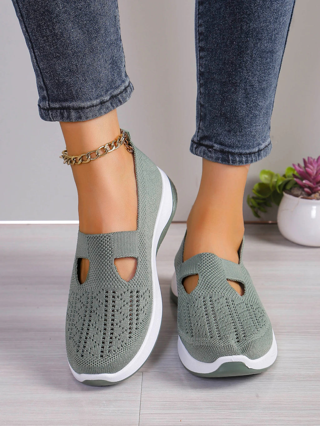 Zapatillas de mujer tejidas, livianas y transpirables