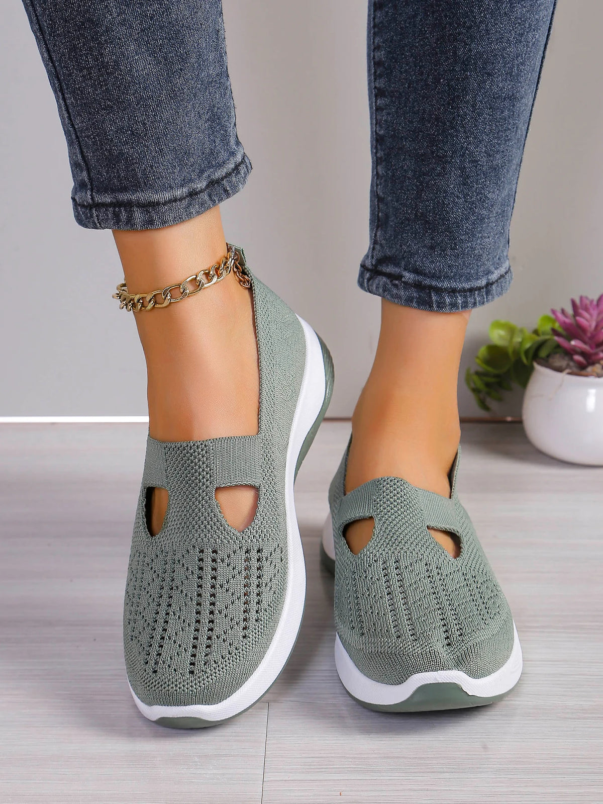 Zapatillas de mujer tejidas, livianas y transpirables