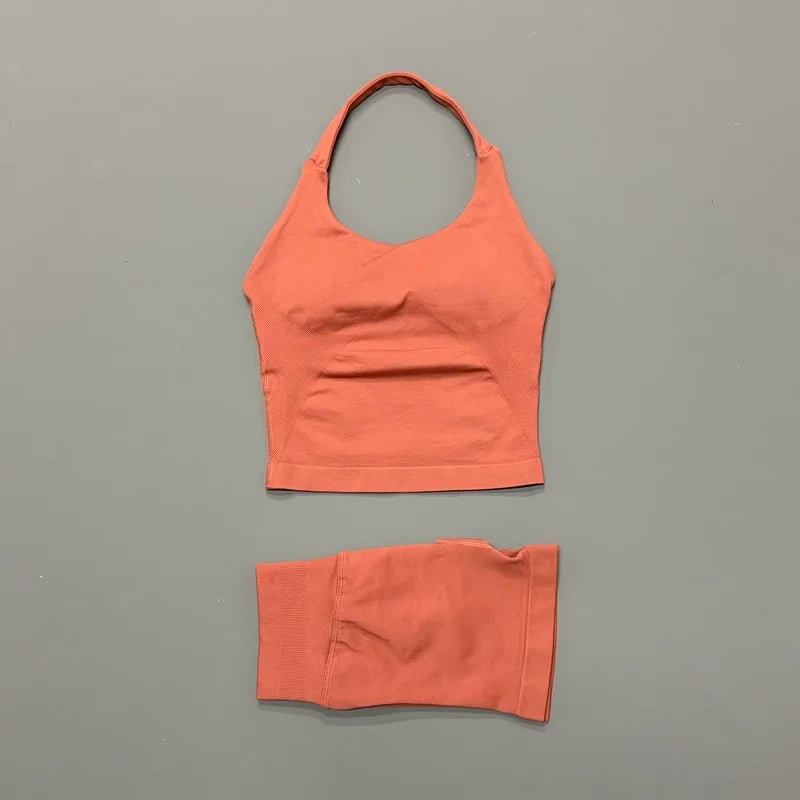 Conjunto Deportivo de 2 Piezas Top Halter y Short Modelador para Mujer
