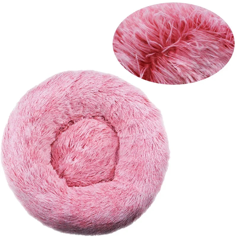 Cama Redonda de Peluche Suave para Perros y Gatos, 6 Tamaños