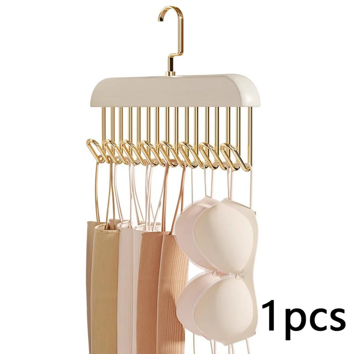 Percha de Madera Multifuncional con 8 Ganchos para Corpiños y Accesorios