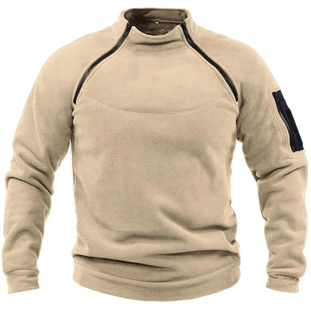 Buzo Táctico Militar Hombre Manga Larga con Cierre y Cuello Alto