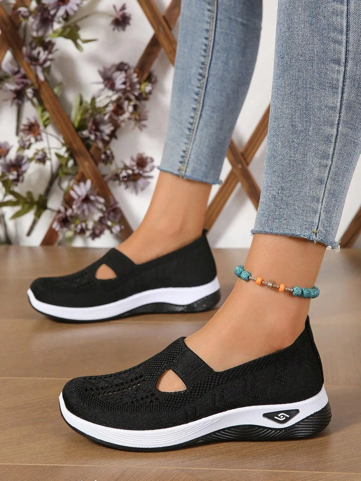 Zapatillas de mujer tejidas, livianas y transpirables