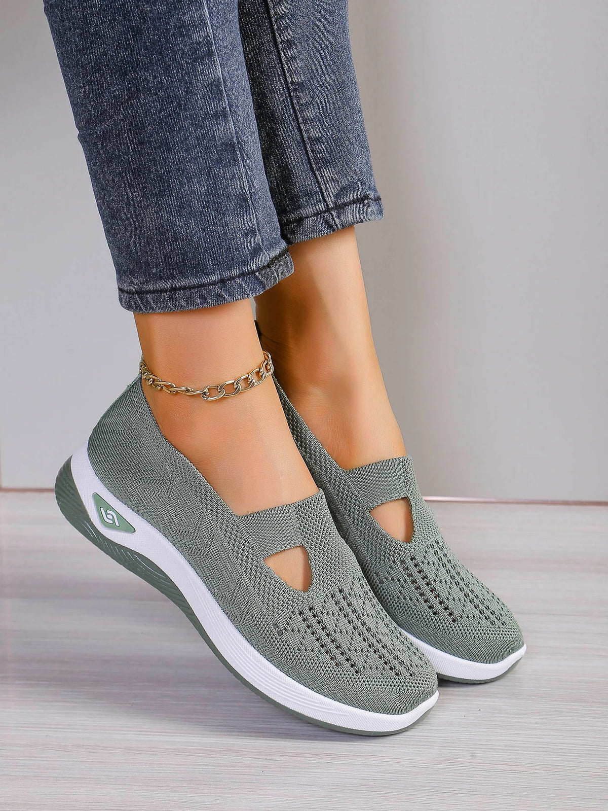 Zapatillas de mujer tejidas, livianas y transpirables