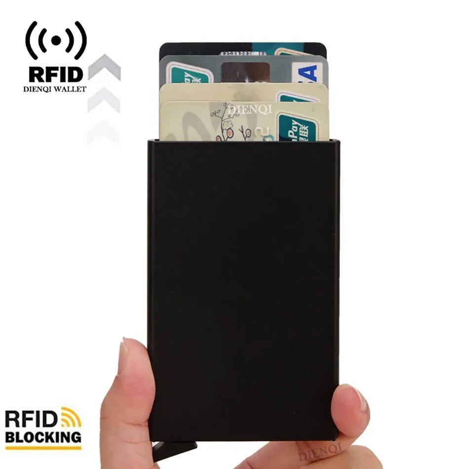 Tarjetero RFID de Metal Ultra Fino con Apertura Pop Up