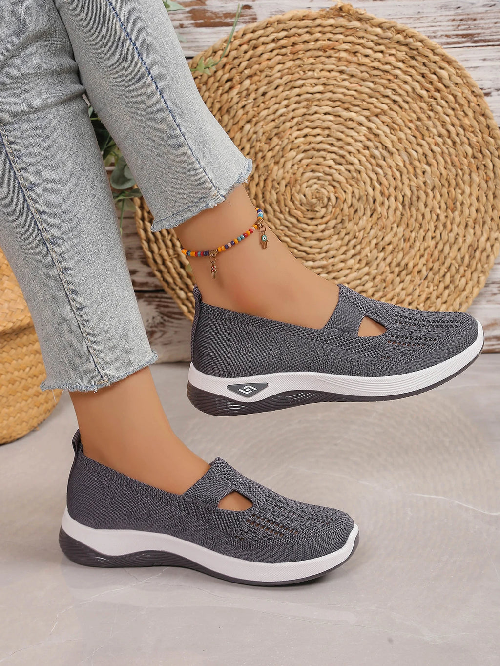 Zapatillas de mujer tejidas, livianas y transpirables