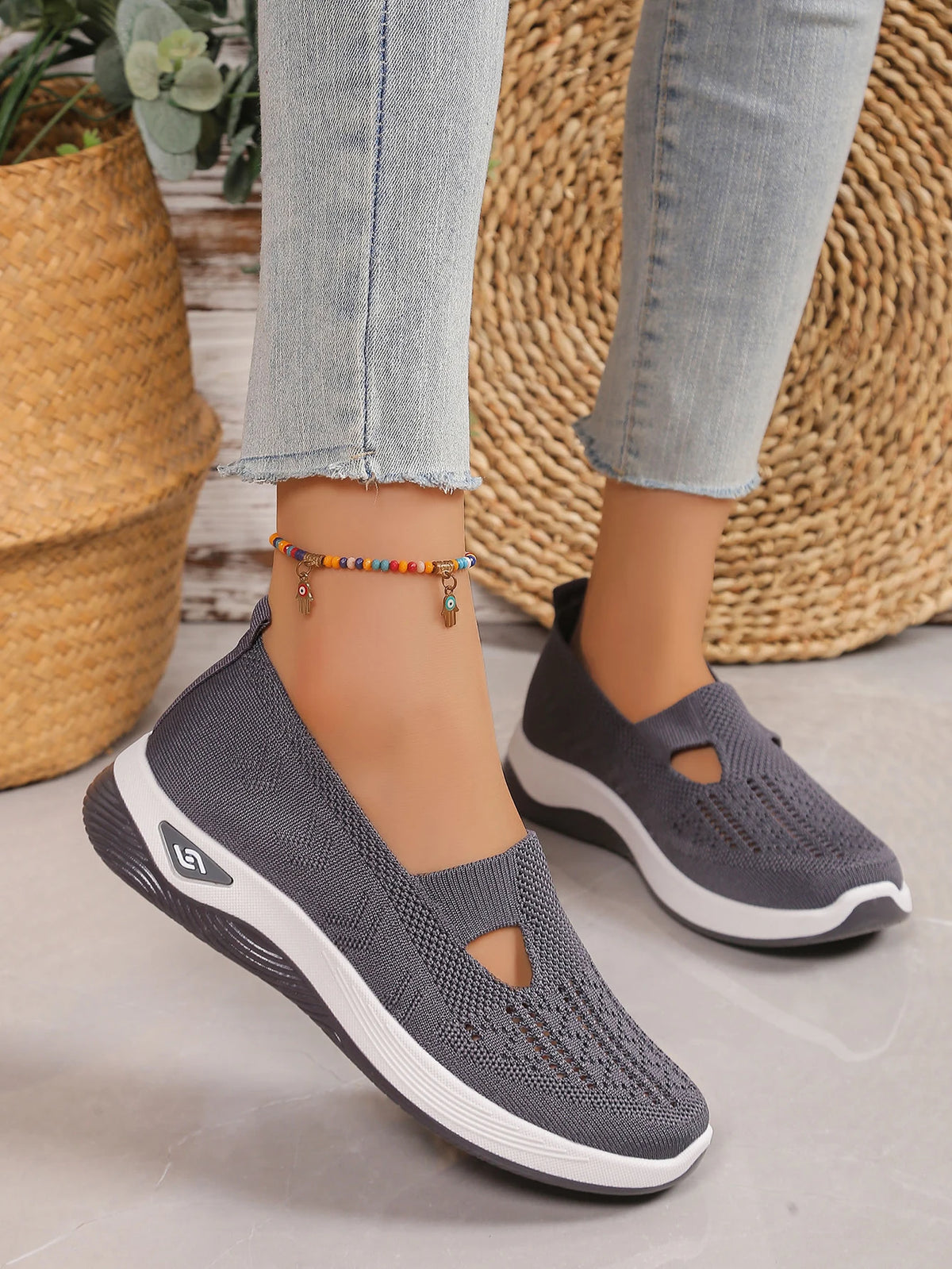 Zapatillas de mujer tejidas, livianas y transpirables