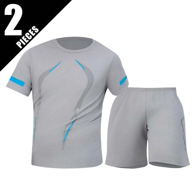 Conjunto deportivo de remera y short para hombre, secado rápido - talles grandes