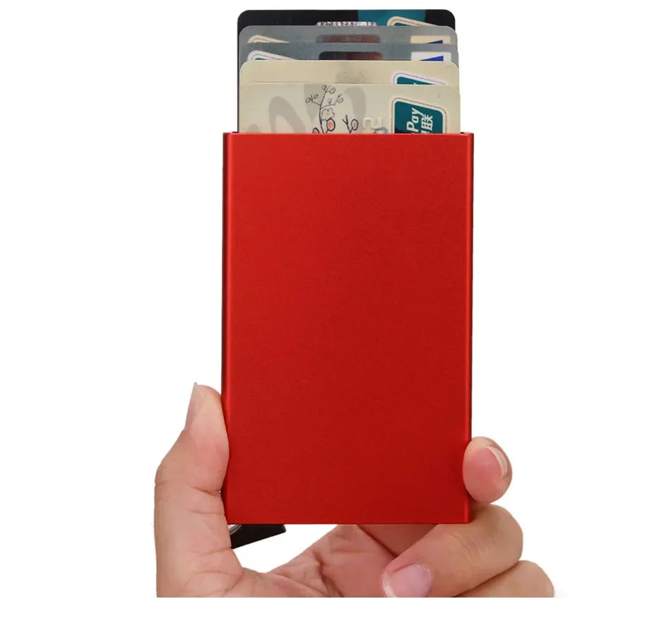 Tarjetero RFID de Metal Ultra Fino con Apertura Pop Up