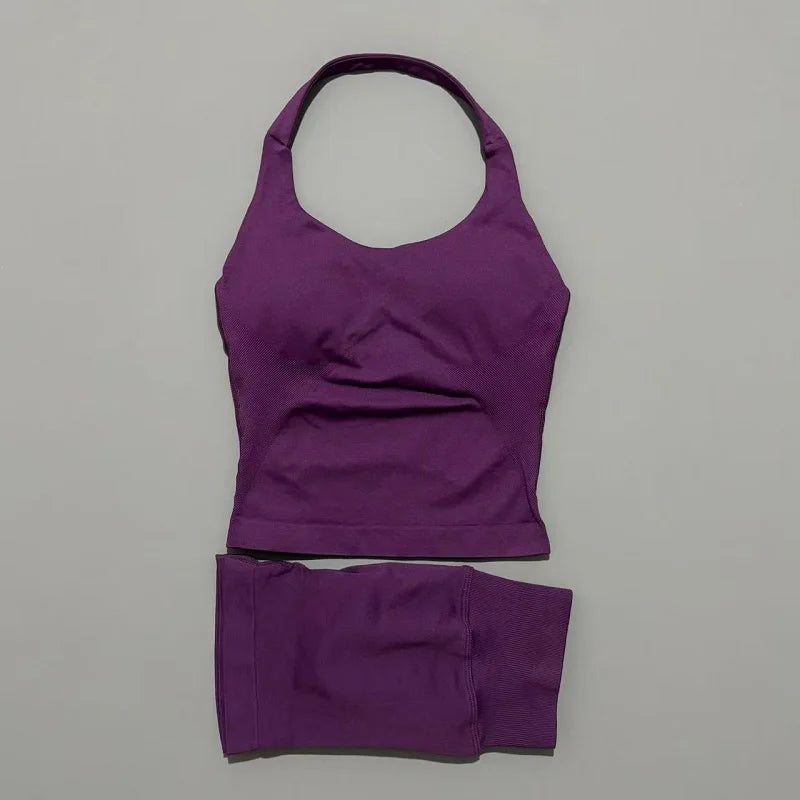 Conjunto Deportivo de 2 Piezas Top Halter y Short Modelador para Mujer