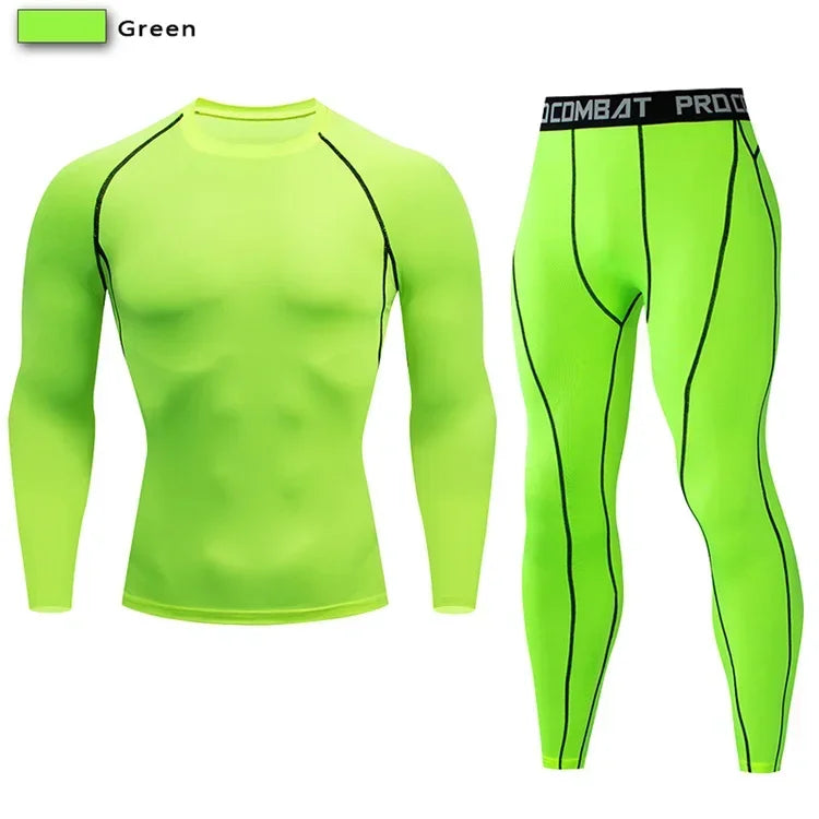 Conjunto deportivo de compresión para hombre, remera y calza elastizada