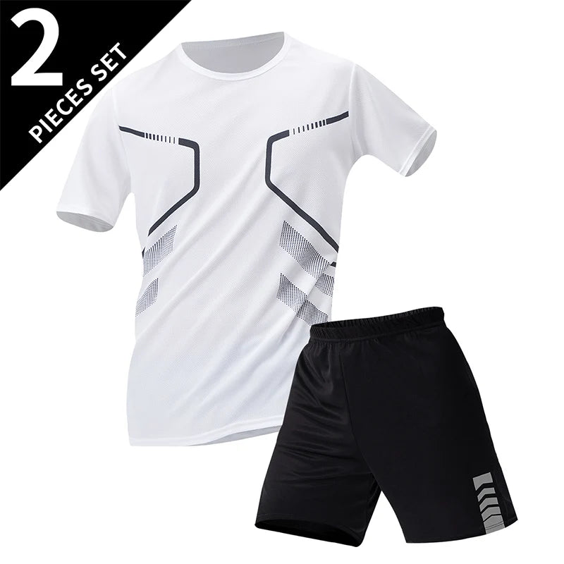 Conjunto deportivo de remera y short para hombre, secado rápido - talles grandes