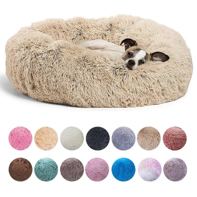 Cama Redonda de Peluche Suave para Perros y Gatos, 6 Tamaños