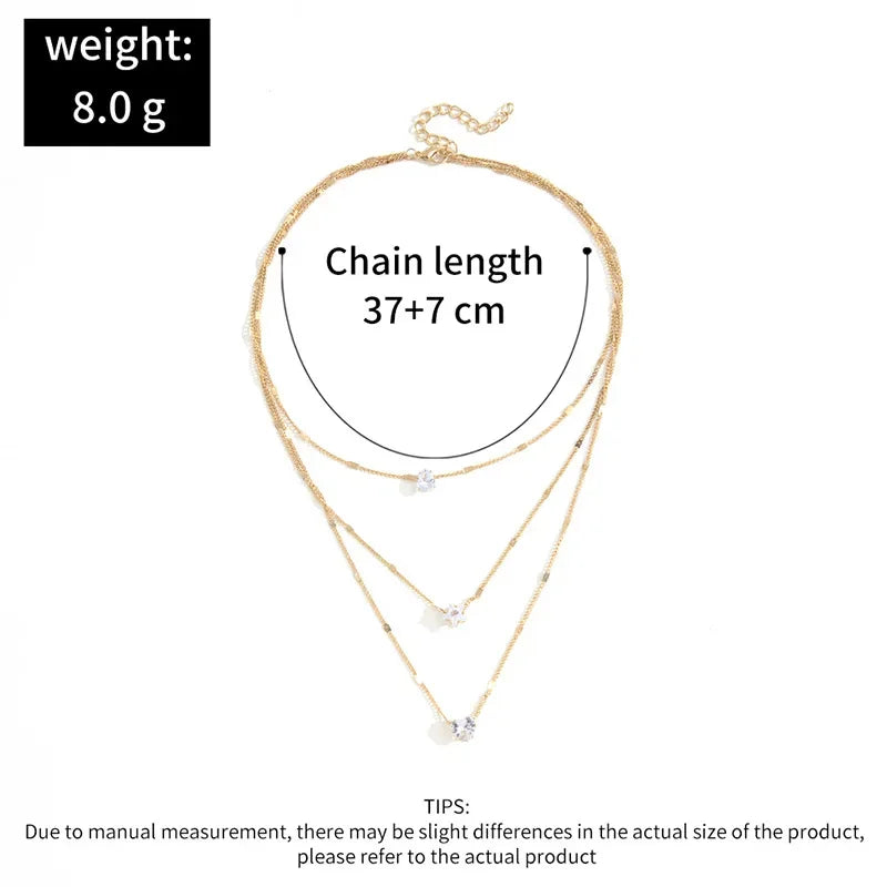 Collar Choker Multicapa con Dije de Circonia para Mujer