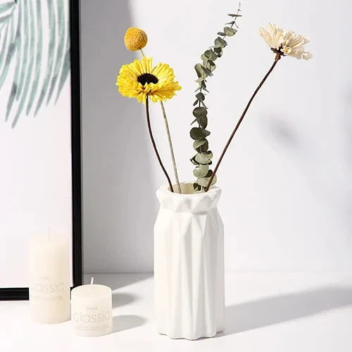 Florero de Plástico Nórdico Compacto para Flores y Decoración