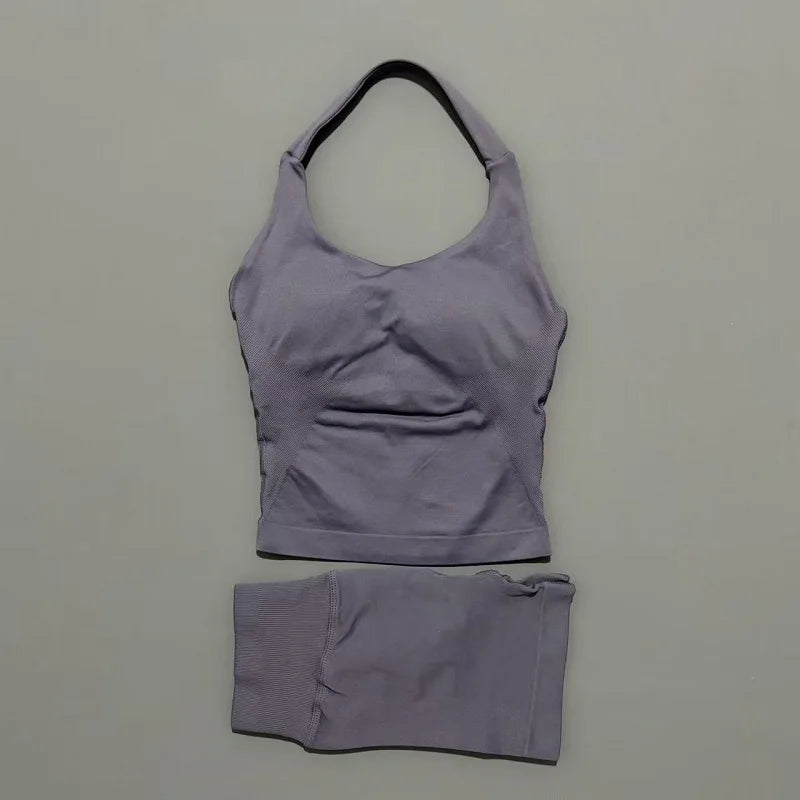 Conjunto Deportivo de 2 Piezas Top Halter y Short Modelador para Mujer