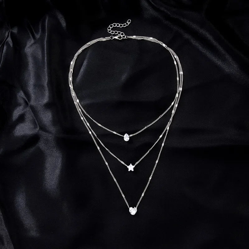 Collar Choker Multicapa con Dije de Circonia para Mujer