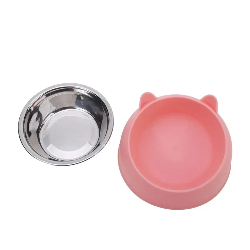 Comedero Doble Inclinado de Acero Inoxidable para Gatos y Perros Pequeños