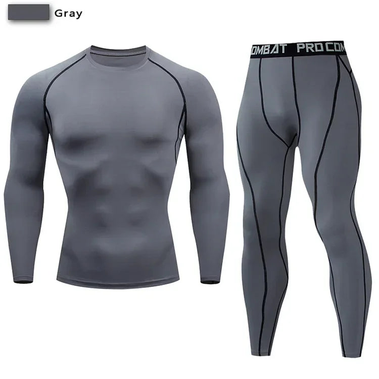 Conjunto deportivo de compresión para hombre, remera y calza elastizada