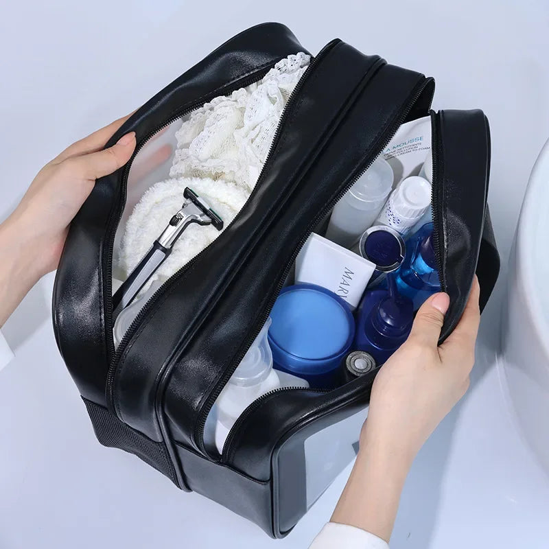 Neceser de viaje transparente con separación seco-húmedo