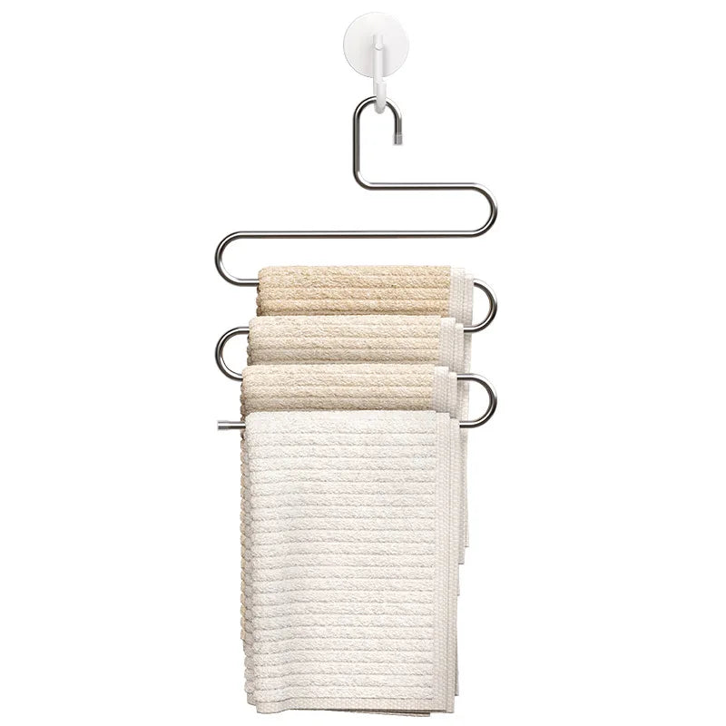 Perchero Plegable de 5 Niveles en Acero Inoxidable para Pantalones y Ropa