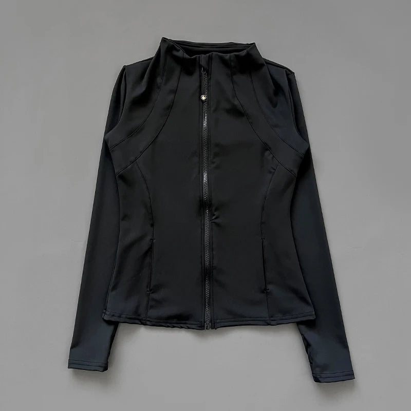 Campera Deportiva Mujer Cuello Alto Slim Fit Secado Rápido Manga Larga