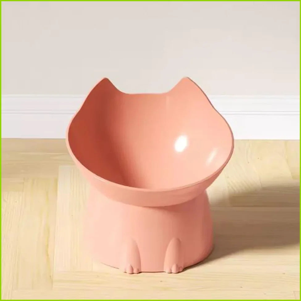 Comedero elevado de plástico con orejas para gatos y perros