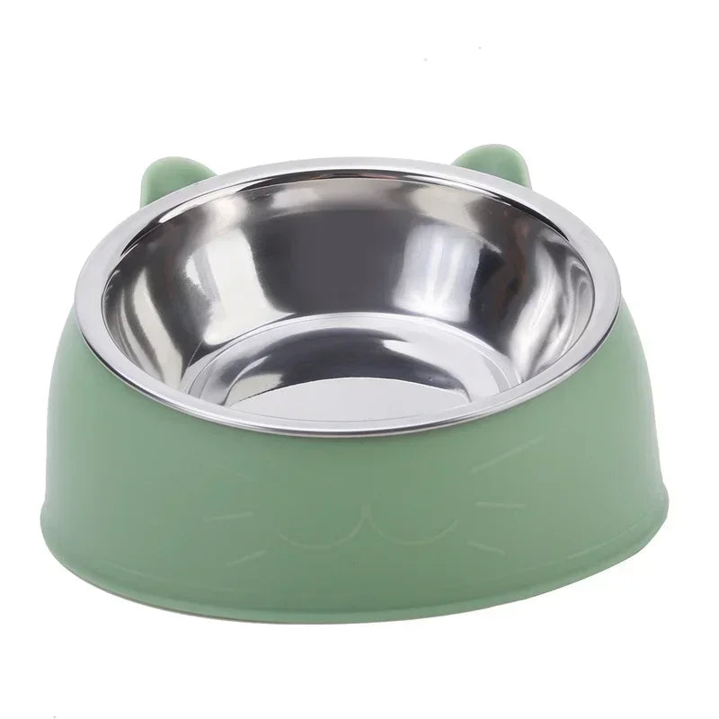 Comedero Doble Inclinado de Acero Inoxidable para Gatos y Perros Pequeños