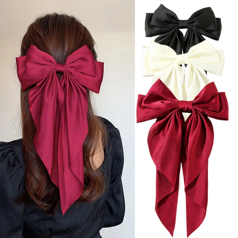 Hebilla Francesa con Moño de Satén y Cinta Larga para Mujer