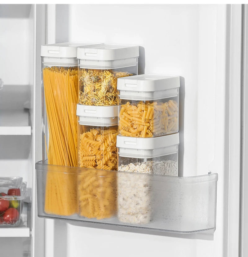 Frasco Hermético de Plástico Transparente para Pasta y Granos