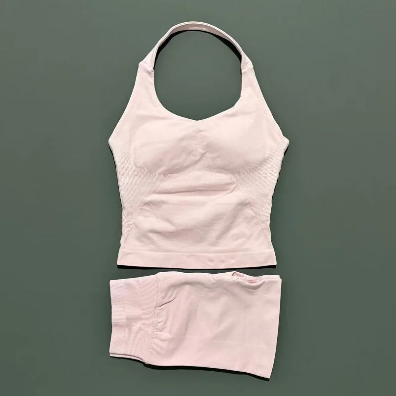 Conjunto Deportivo de 2 Piezas Top Halter y Short Modelador para Mujer