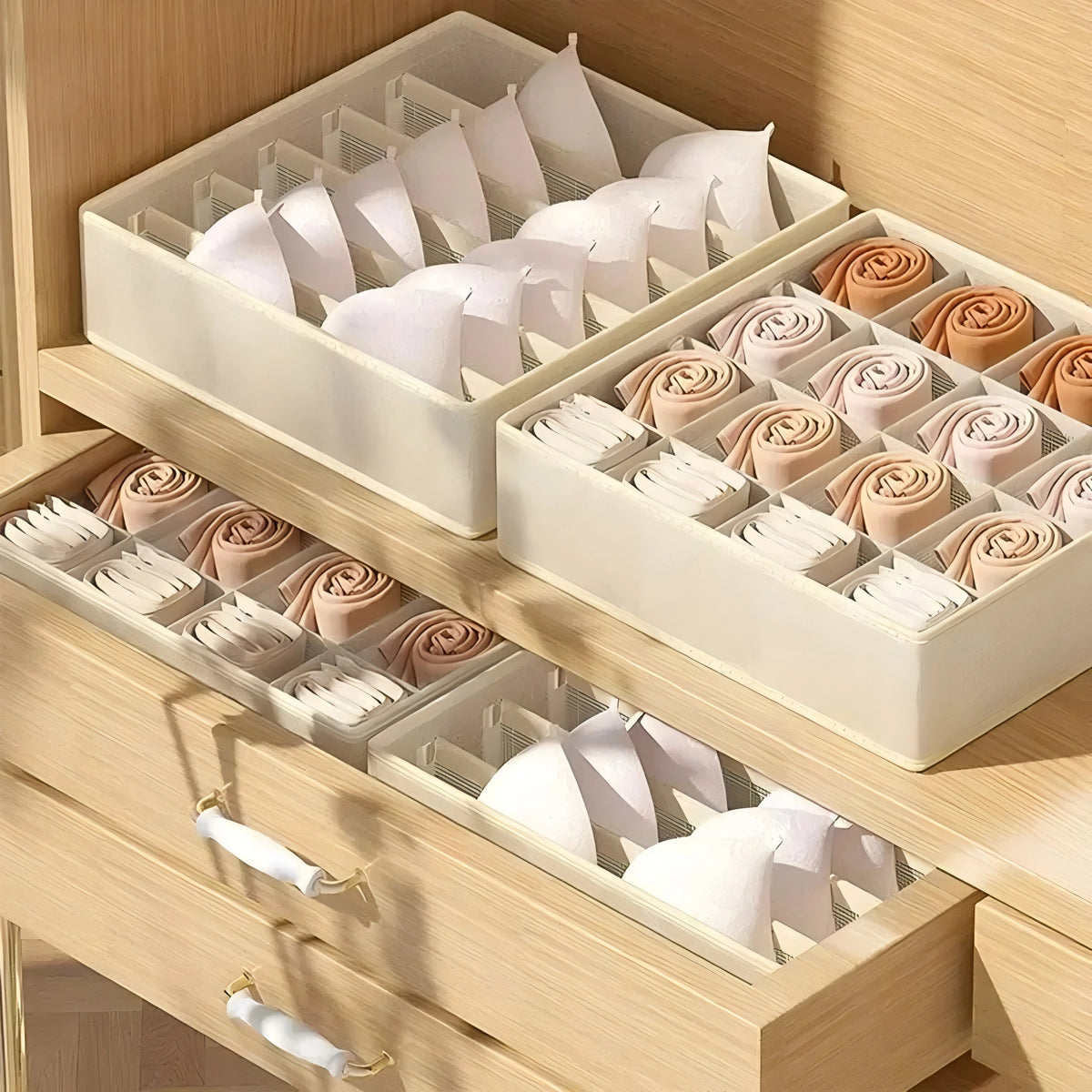 Organizador de Cajones Plegable para Ropa Interior, Corpiños y Medias