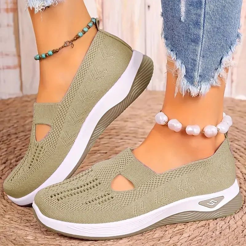 Zapatillas de mujer tejidas, livianas y transpirables