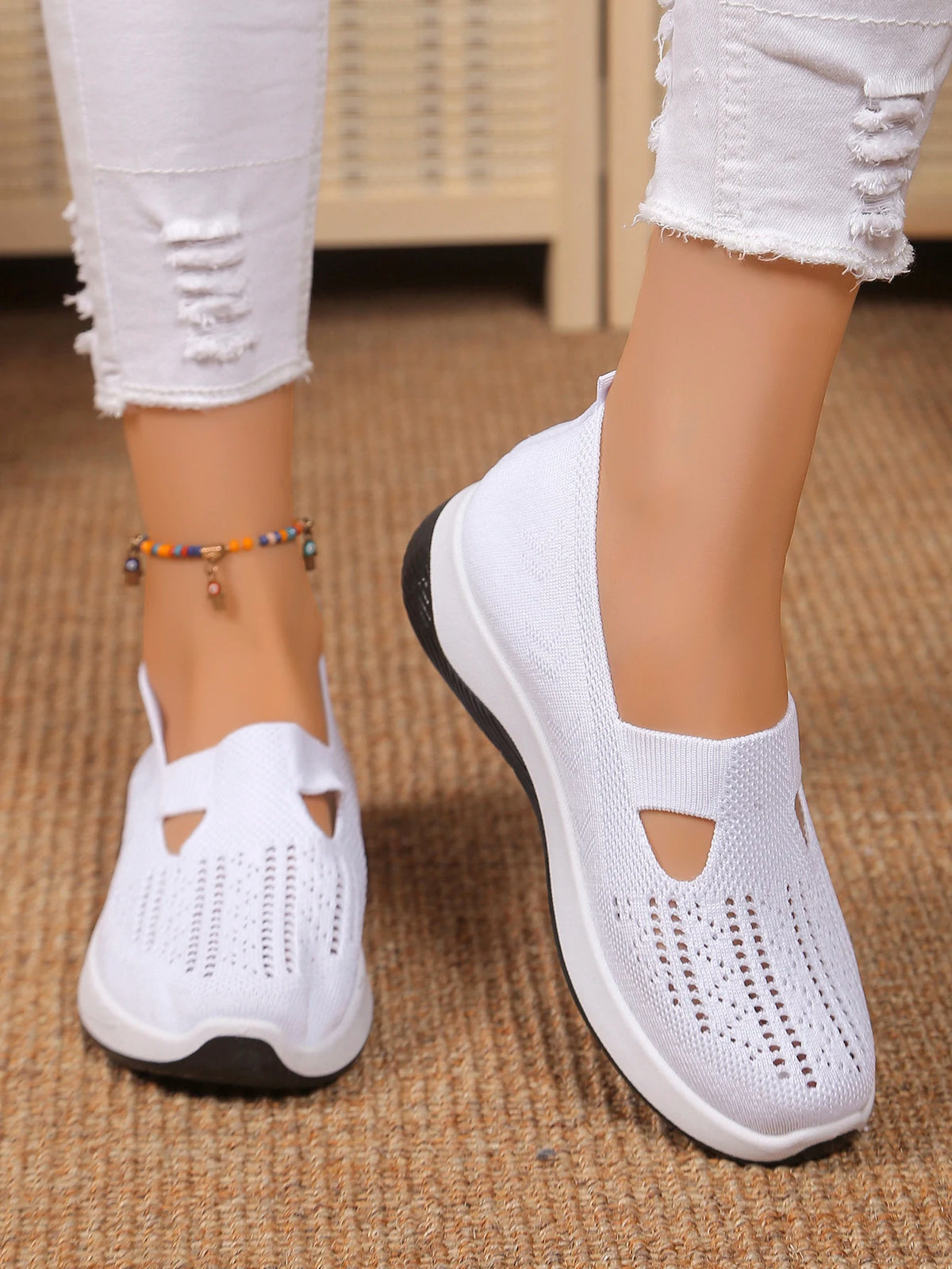 Zapatillas de mujer tejidas, livianas y transpirables