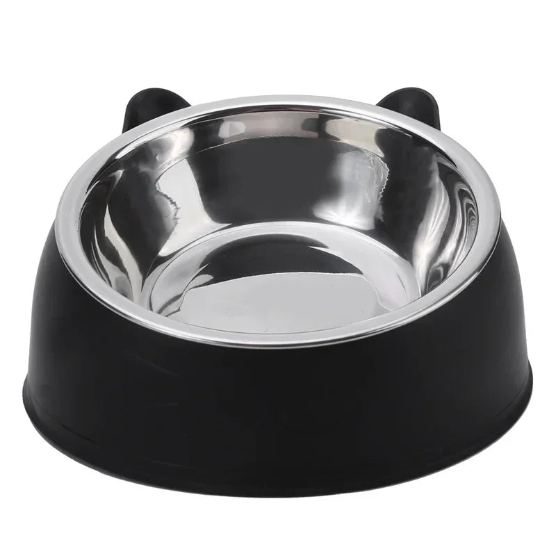Comedero Doble Inclinado de Acero Inoxidable para Gatos y Perros Pequeños