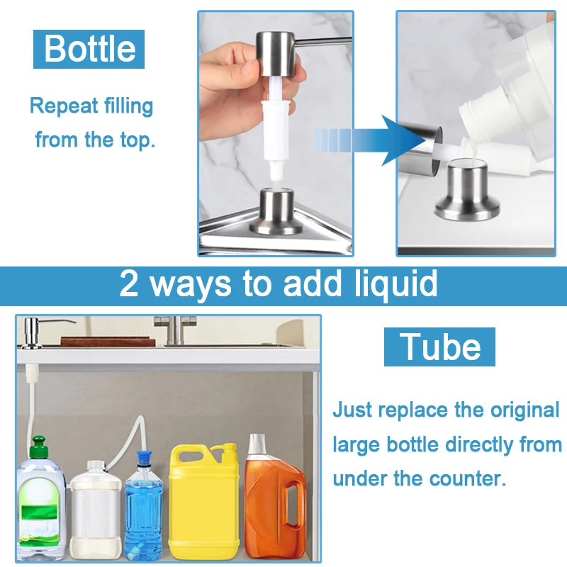 Dispenser de Jabón Líquido para Pileta de Cocina con Kit de Extensión