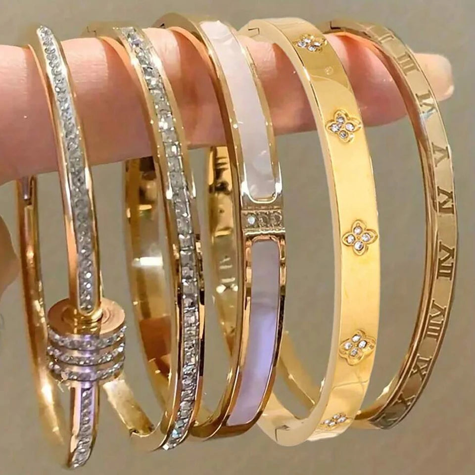 Set de Pulseras de Acero Inoxidable con Circonia para Mujer