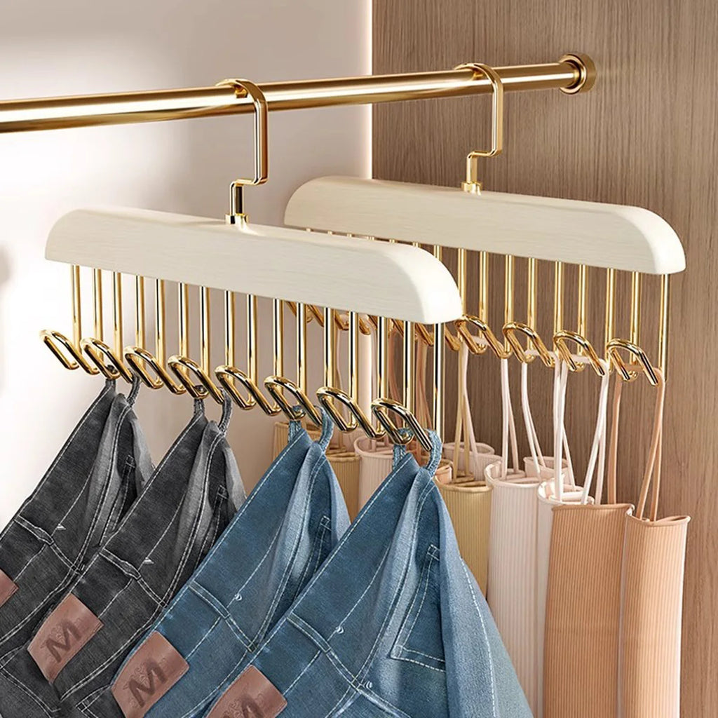 Percha de Madera Multifuncional con 8 Ganchos para Corpiños y Accesorios