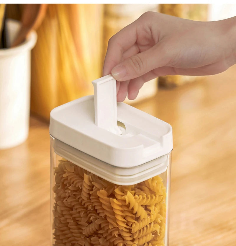 Frasco Hermético de Plástico Transparente para Pasta y Granos