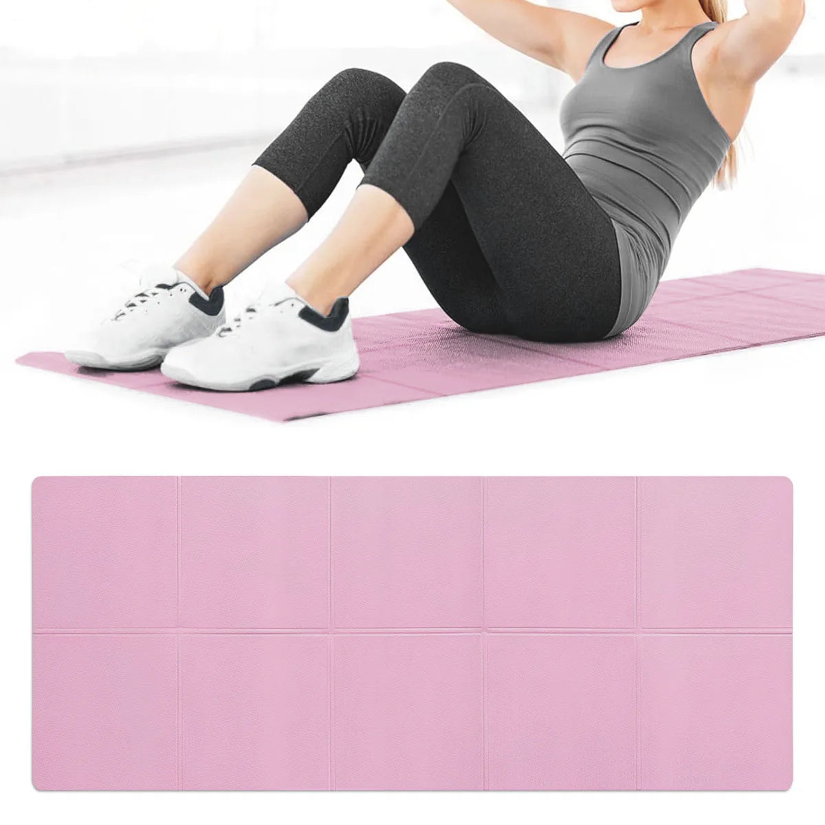 Mat de Yoga Plegable EVA Ecológico Rosa para Pilates y Fitness