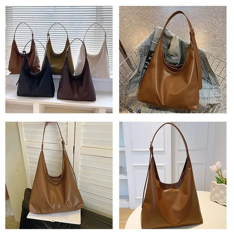 Cartera Tote Grande Estilo Retro con Bolsillo Interior