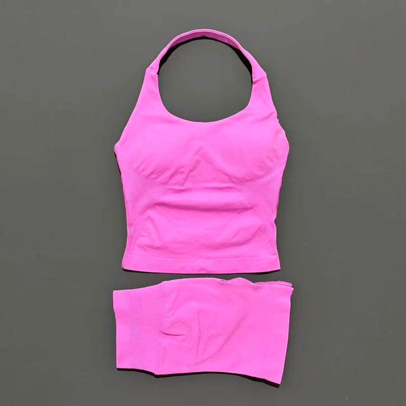 Conjunto Deportivo de 2 Piezas Top Halter y Short Modelador para Mujer