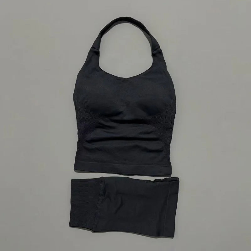 Conjunto Deportivo de 2 Piezas Top Halter y Short Modelador para Mujer