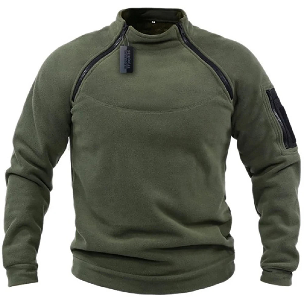 Buzo Táctico Militar Hombre Manga Larga con Cierre y Cuello Alto