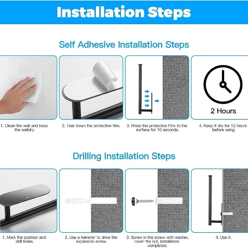 Portarrollos de Pared Autoadhesivo de Acero Inoxidable para Cocina y Baño